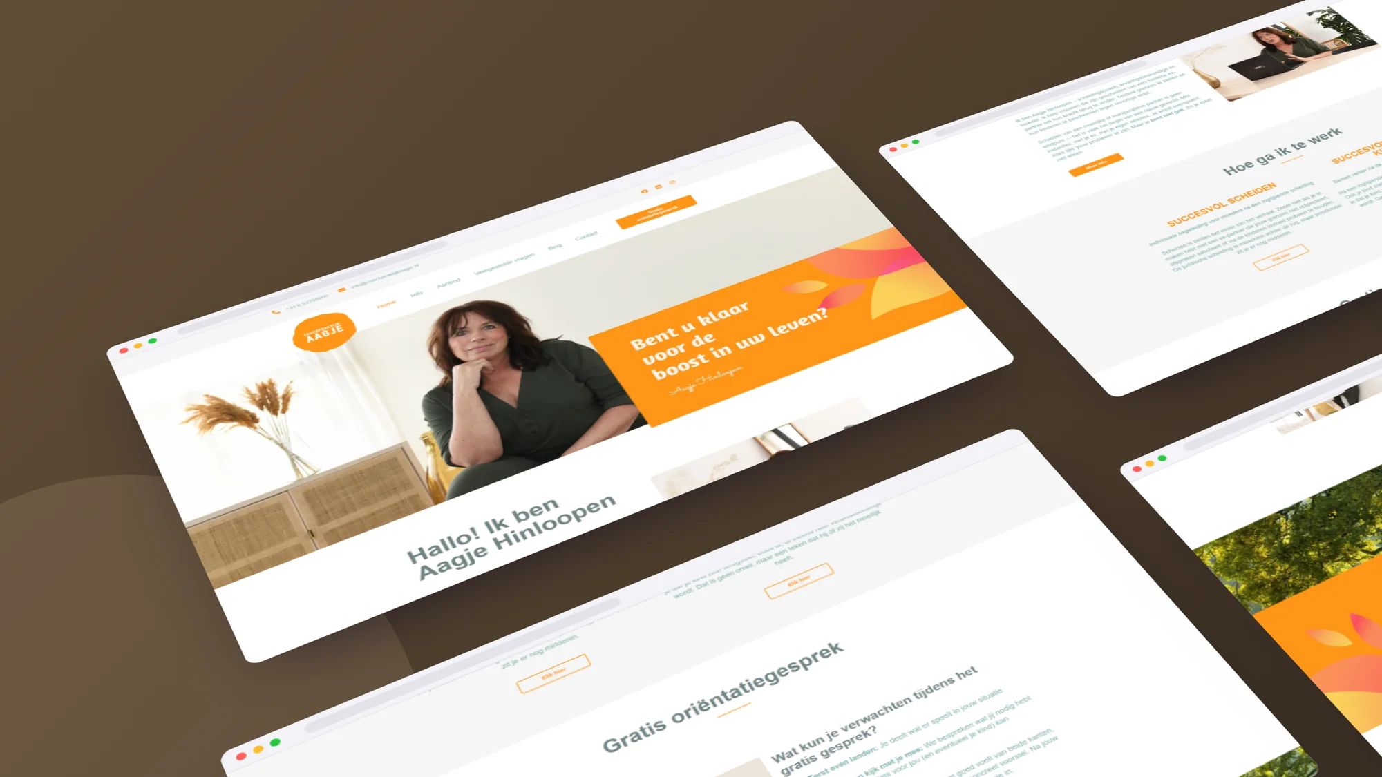 Coachpraktijk Aagje: Website door SjopSjop, getoond op desktop, laptop en smartphone
