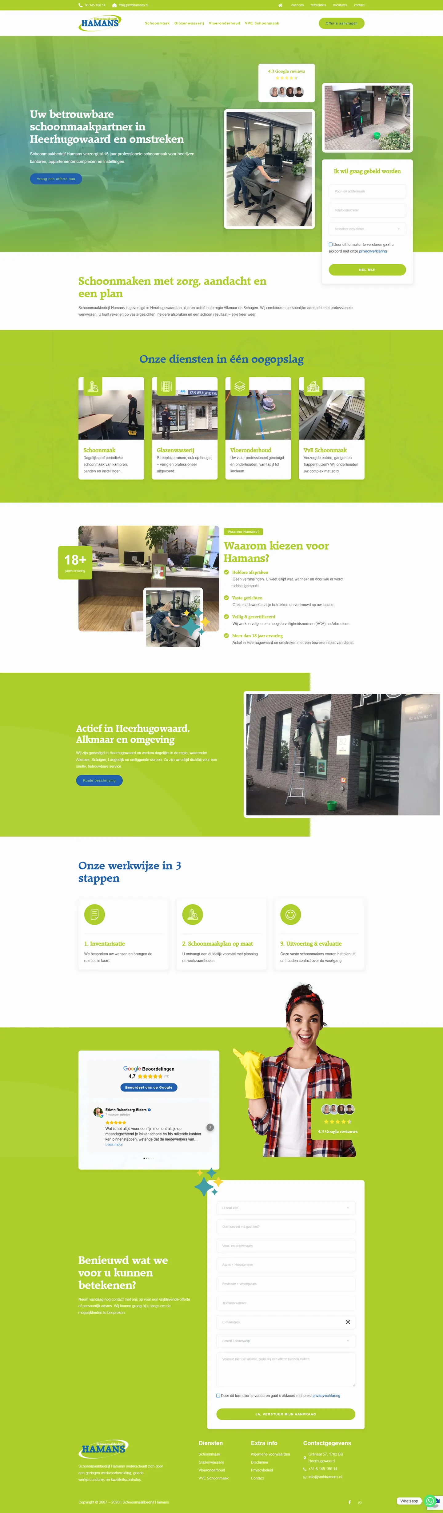 Volledige homepagina van smbhamans.nl, ontworpen en gebouwd door SjopSjop