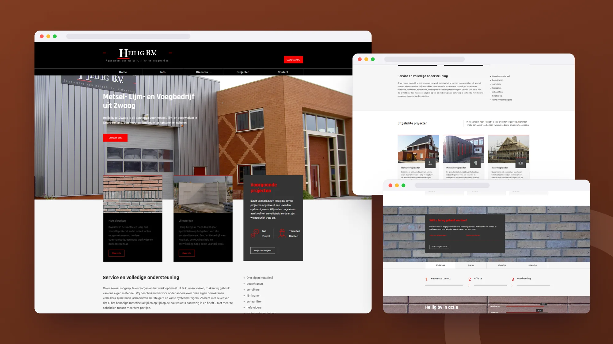 Heilig BV: Maatwerk website door SjopSjop, getoond op desktop, laptop en smartphone