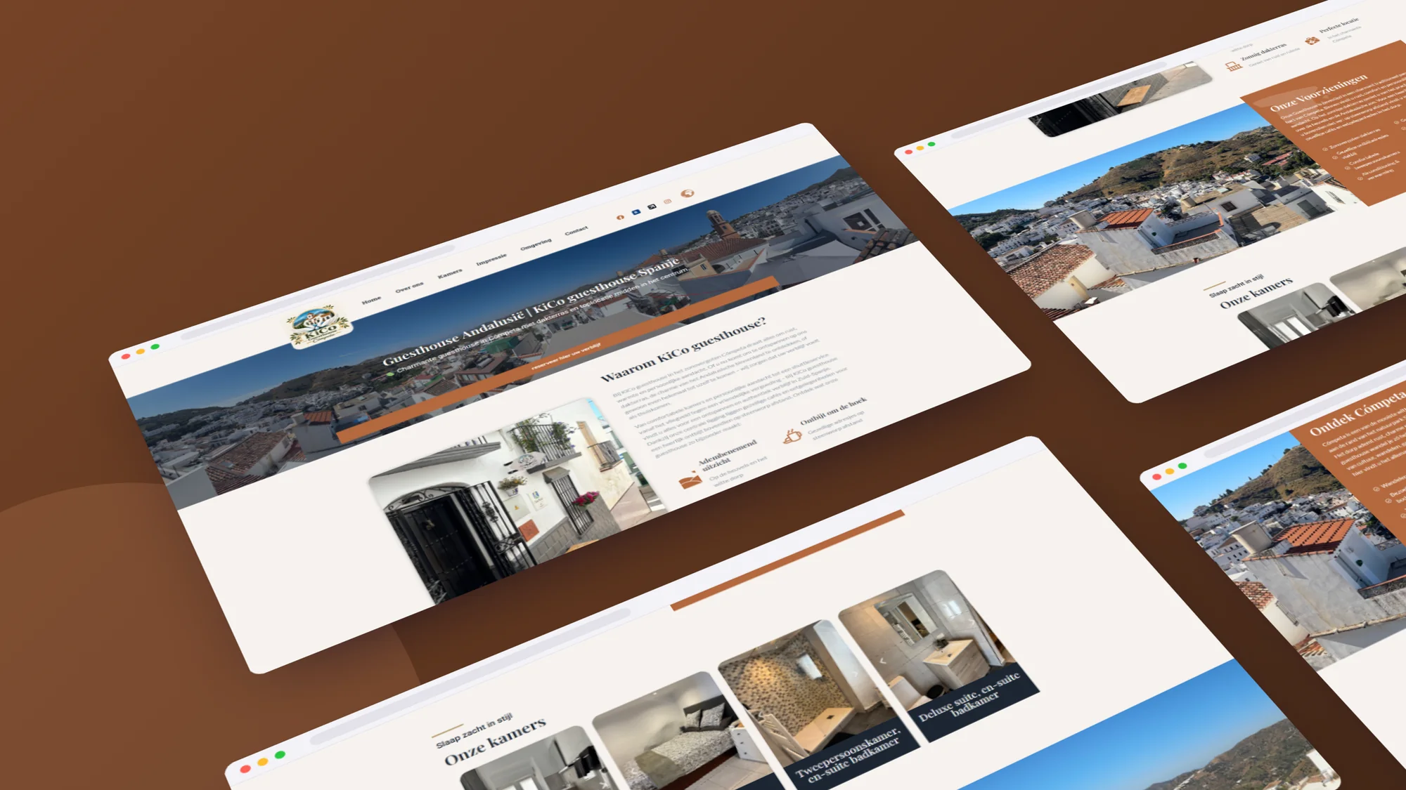 Kico B&B: Website door SjopSjop, getoond op desktop, laptop en smartphone