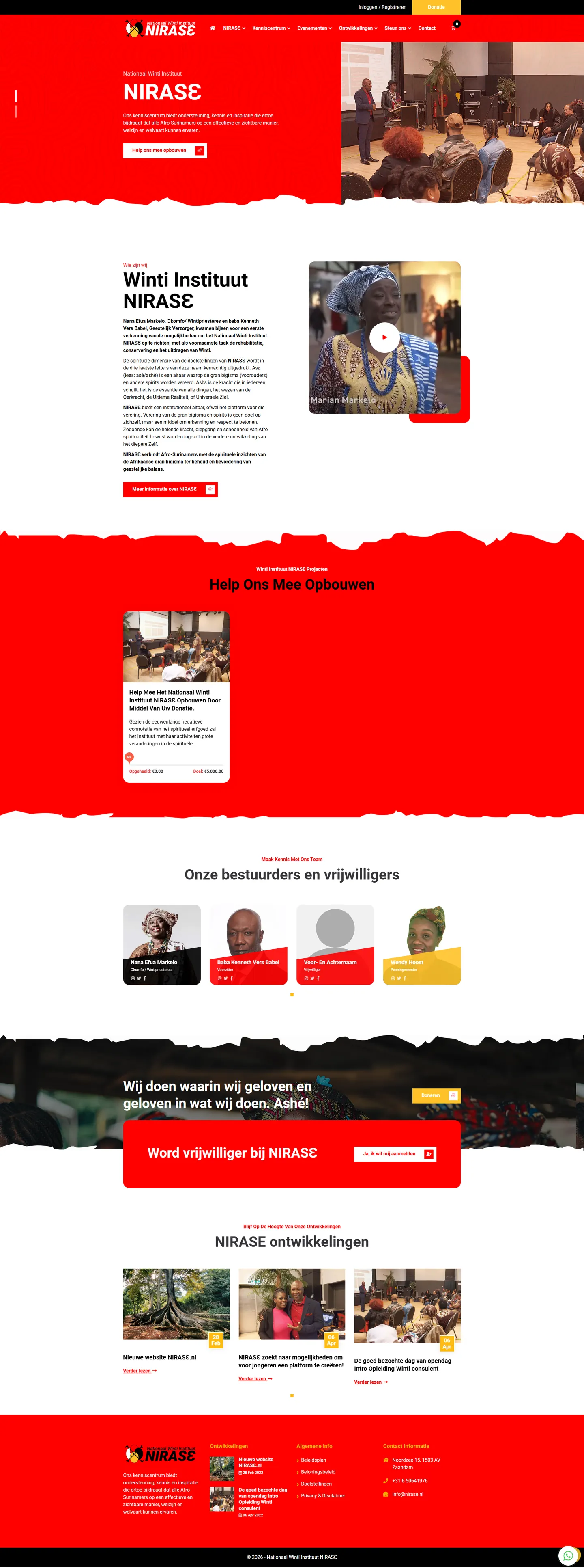 Volledige homepagina van nirase.nl, ontworpen en gebouwd door SjopSjop
