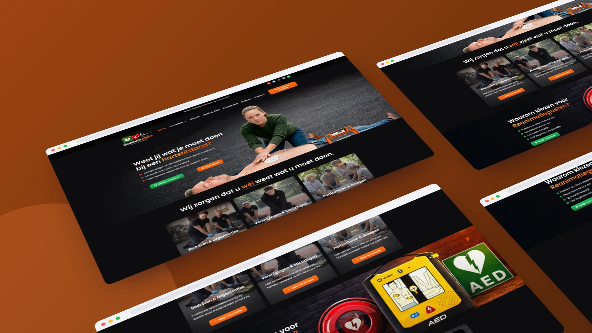 Reanimatiegasten: Website door SjopSjop, getoond op desktop, laptop en smartphone