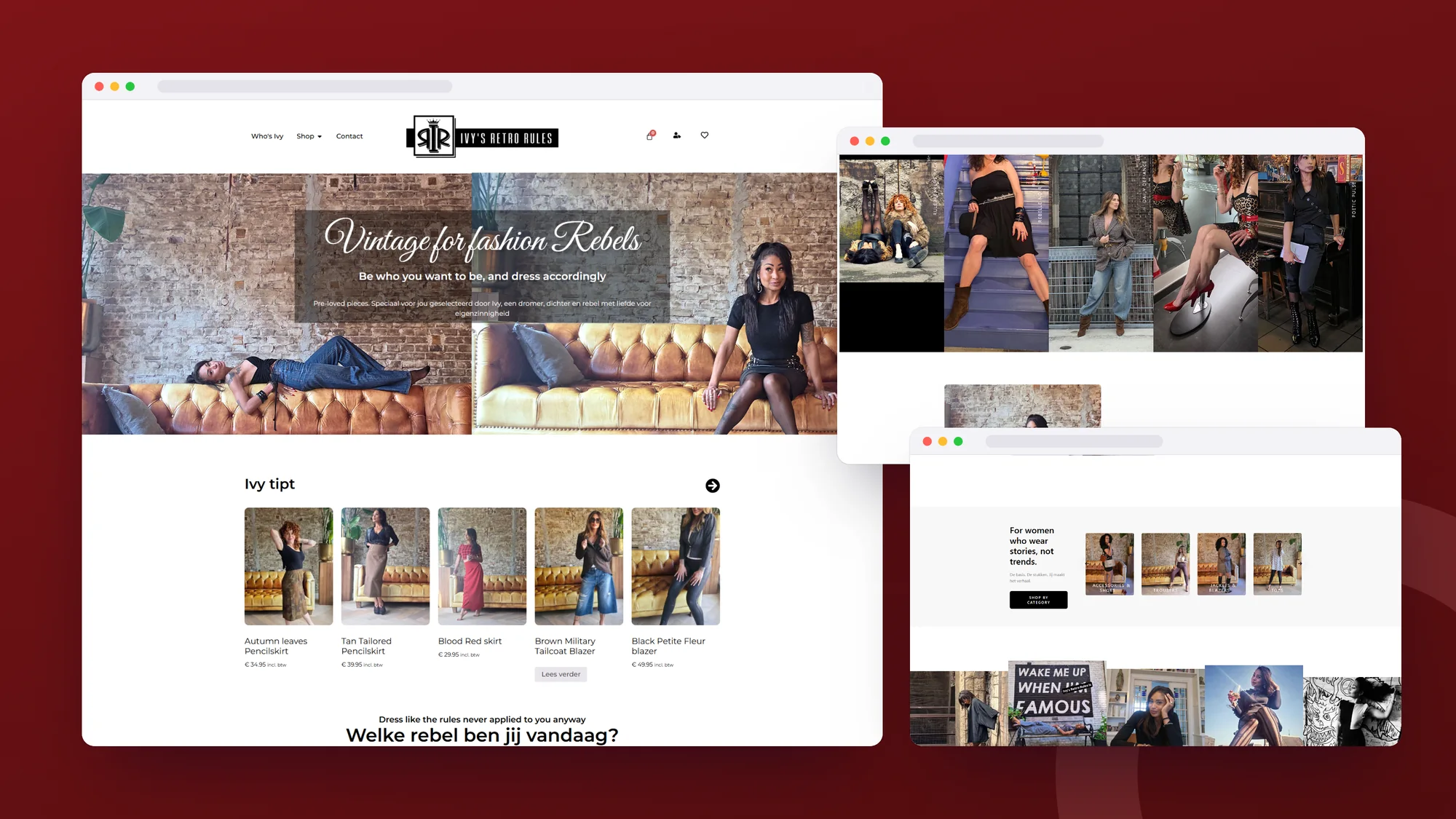 Retro Rules: Webshop door SjopSjop, getoond op desktop, laptop en smartphone