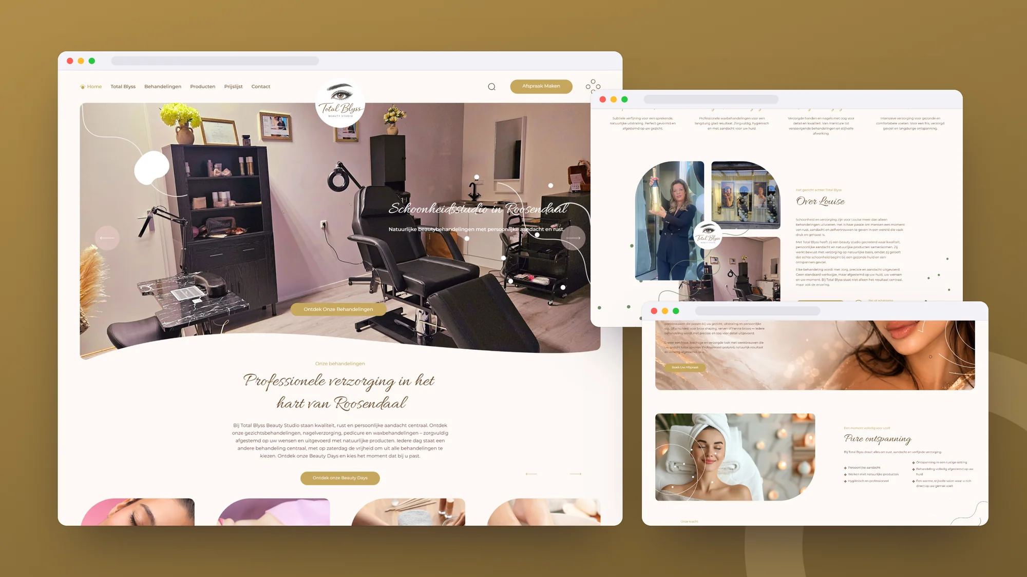Total Blyss: Website door SjopSjop, getoond op desktop, laptop en smartphone